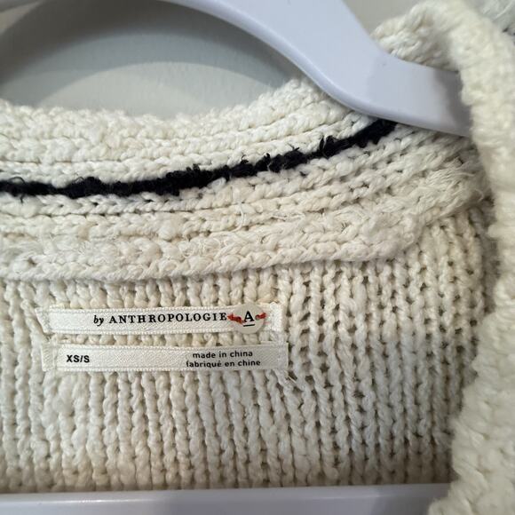 Anthropologie Margot Fringed Poncho Oversized Sweater Size small 2379 - Picture 6 of 12